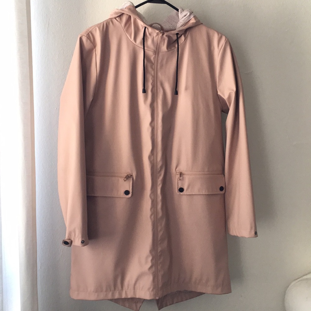 Zara hooded raincoat in blush